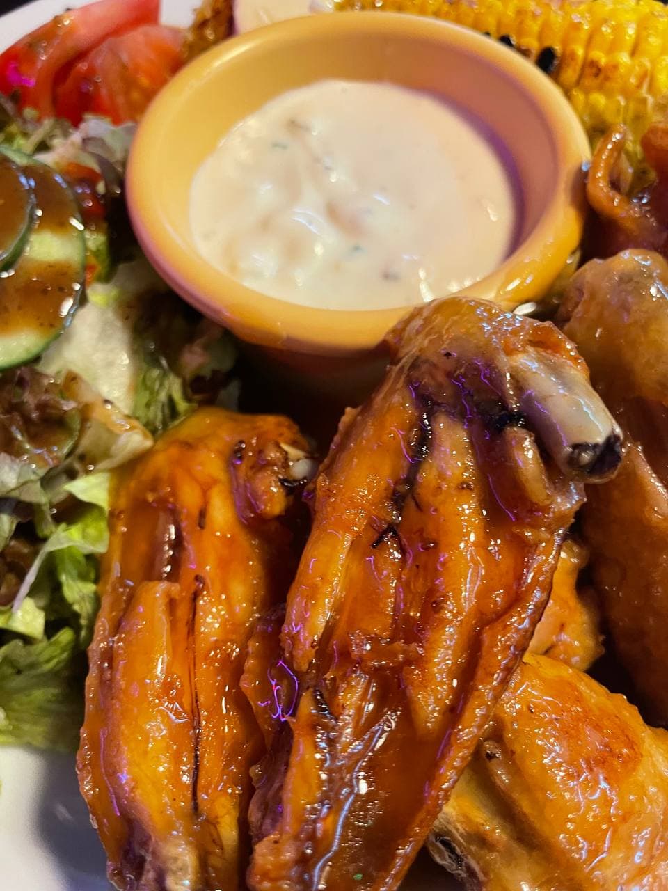 Honey Buffalo Chicken Wings with Blue Cheese close up